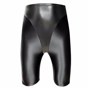 XClocKNYoung Pu glossy materia stitching  satin smooth pantyhose bright tights sexy silk slim high waisted Sports swim pants