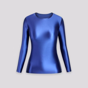 XClocKNYoung satin glossy long sleeved top tight casual Yoga glossy top men slim athletic Elastic high Neck Tights