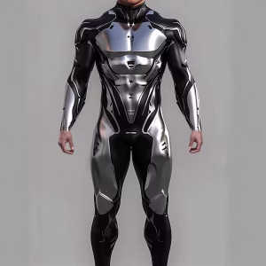 Men's Cyberpunk Futuristic Mechanical Armor Bodysuit Cool Warrior Cosplay Bodysuit Costume Halloween Party Performance Zentai