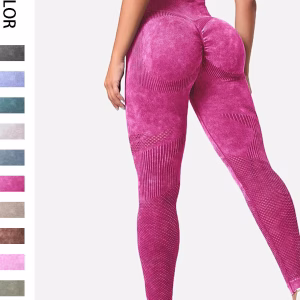 Women Leggings Washing Yoga Pants Push Up Fitness Leggings Hip Lift High Waist Scrunch Tights Seamless Pants