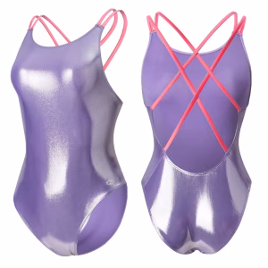 LEOHEX Women Shiny Backless Competition Tights One Piece Swimwear Backless High Cut Beach Swimsuits Solid Surfing Bathing Suits