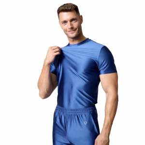 AMORESY Spring Men's Ice Silk Short-Sleeved T-Shirt Breathable Comfortable Casual Wear Half-Sleeved Top Home Wear