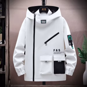 Zipper Jacket Men's Pilot Hooded Jacket Spring/Autumn Baseball Uniform Tide Card Loose Pullover Front Pocket Adding velvet Coat