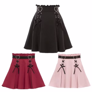 Kei Jirai's Cute Kawaii Style Y2K Cosplay Skirt - Sweet Red, Black & Pink Japanese-Inspired Outfit for Girls or Halloween!