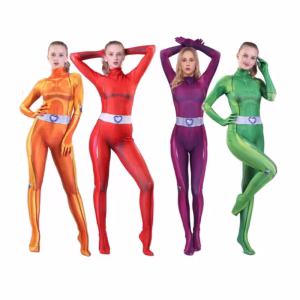 Halloween Anime-Inspired Spy Girls' Costume: Complete Zentai Bodysuit for Women. Women's Halloween Spy Costume: Full Zentai Bodysuit with Anime Characters (Clover, Ewing, etc.). Anime-Themed Halloween Costumes for Women: Zentai Bodysuits featuring Clover and More