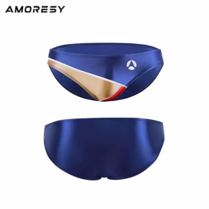 AMORESY Color block men glossy underpants Silk thin men Brief oily Yoga running Leisure shinny briefs