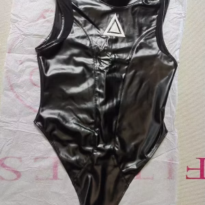 Womans High-Neck Tops PU Faux Leather Bodysuit Leotard Conjoined Tank Corset Stage Performance Body-Shap One-Piece Vest Swimsuit