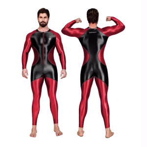 AMORESY Centurion Color-block Sport Tight-fitting Men long-sleeved Jumpsuit Spandex Swimsuit Swimwear