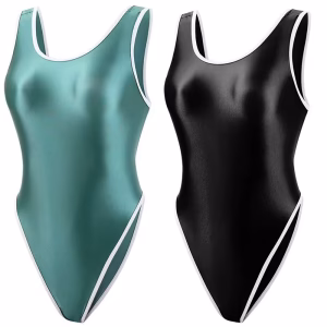 Sexy Women gloss Thong swimsuit bodysuit plus size swimwear Shiny Oily High fork