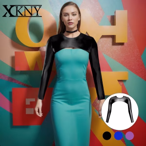 XClocKNYoung satin glossy lustrous sleeve oil decoration random mix and match long sleeve XClocKNYoung  leisure beach swimsuit