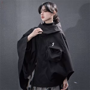 Techwear Functional Cape Jacket Women Vintage Hooded Windbreaker Jackets Oversize Fashion Streetwear Harajuku Casual Women Coats