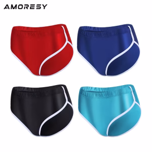 Amoresy Women's Silky Hot Pants Sexy Fitness Yoga Beach Swimwear Elastic Shorts Student Swim Trunks