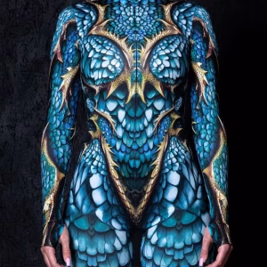 Gothic Cyberpunk Devilish Dragon Woman's Bodysuit Cosplay Costume with Armor - Halloween Party Jumpsuit/Zentai Romper