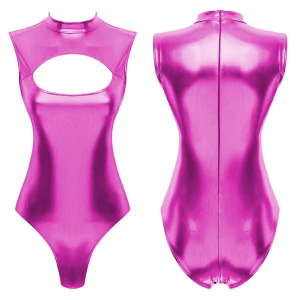 Women Sexy One Piece Swimsuit Fashion Metallic Cutout Bodysuit Sleeveless Leotard Female Pool Party Beachwear Night Clubwear