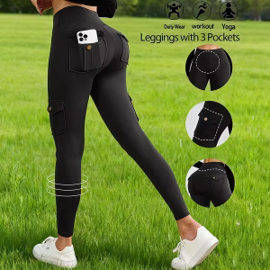 Hiking Pants with Cargo Pockets for Women Stretchy Butt Lifting Fitness Tights for Work Camping Outdoor Fintness Sports Legging