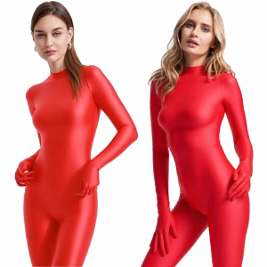 Women's Men's Shiny Glossy Catsuit Jumpsuit One Piece Slim Fit Elastic Cosplay Zentai Playsuit Overall Swimwear