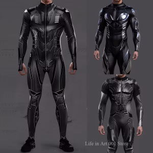 Futuristic Cyberpunk Armor Suit for Men's Cosplay or Halloween - Steampunk Style Bodysuit with Mechanized Features