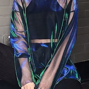 Solid See Through Tshirt Women Sexy Tops O-Neck Long Sleeve T Shirt For Women Clothing Club Y2k Aesthetic Egirl Tees