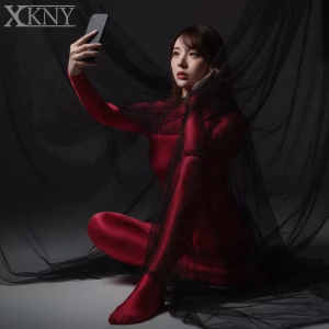 XClocKNYoung satin glossy bodysuit Satin Glossy High Neck Long Sleeve Full body Tight Pants back Zipper Oil Silk leotard