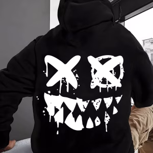 Weird Face Graphic Printing Autumn and Winter Pure Cotton Men's and Women's Hoodies Outdoor Street Sports Training Brand Trendy