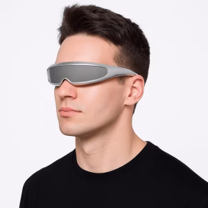 Unique Electroplated Women Eyeglass One-piece Mirror Punk Blocking Sunglasses Goggles Futuristic Steampunk Sunglasses Driving