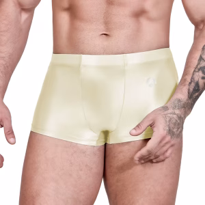 AMORESY Men's Glossy Soft Oil Nylon Luster Tights Smooth Comfortable Solid Boxer Shorts Leisure Wear Thin Underpants
