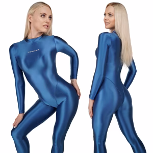 LEOHEX gloss Women One Piece Skin Bodysuit Cosplay Catsuit Jumpsuits Stretch bodystocking Spandex Oily yoga  diving Zentai Suit