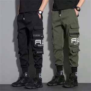 Fashion Multi Pocket Drawstring Cargo Pants Men's Casual Cargo Pants For Summer Autumn Outdoor Hip Hop Sweatpants Men Women